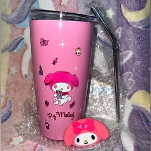 Sanrio My Melody Pink Travel Tumbler with Straw and Charm